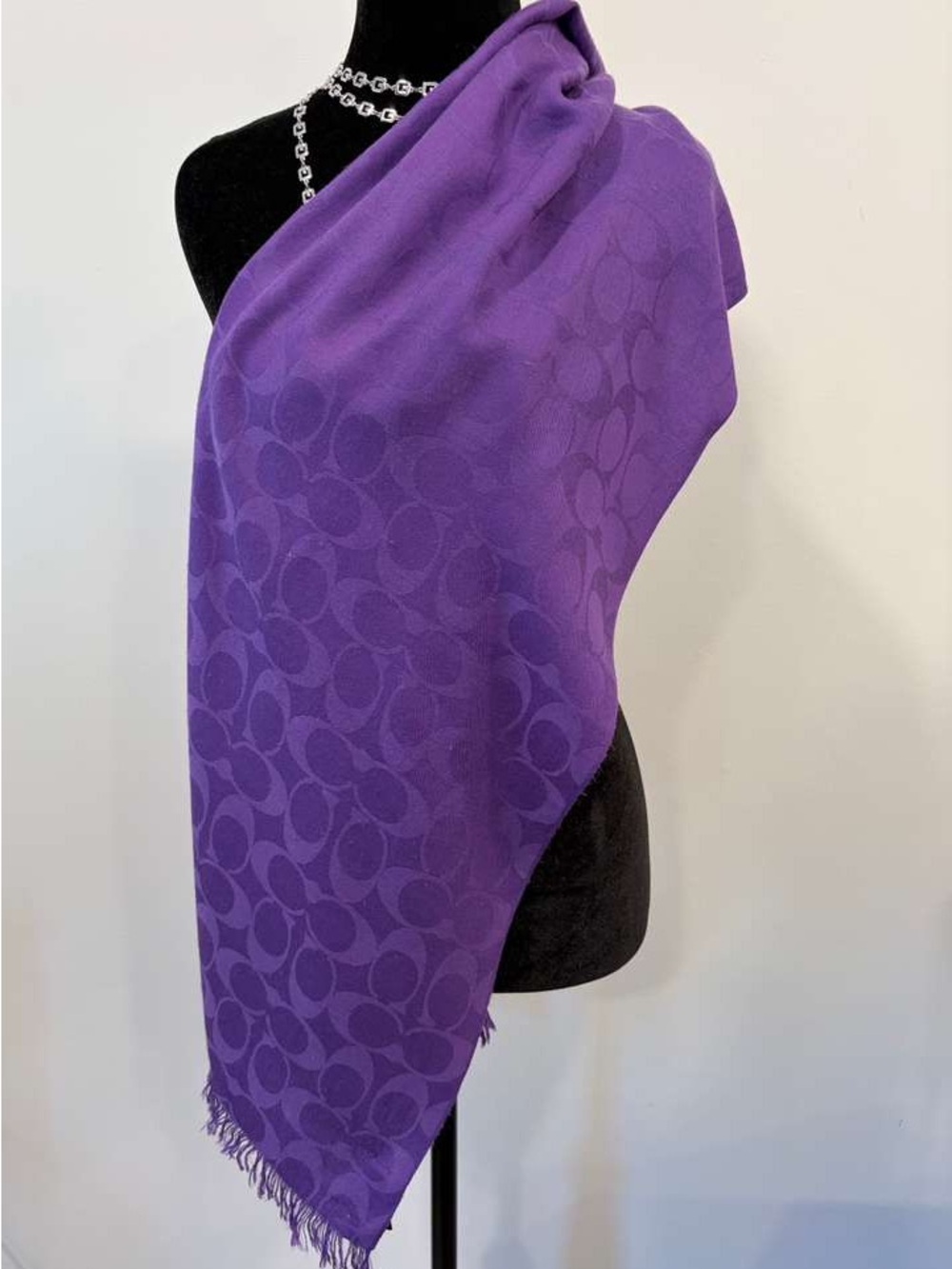 Coach Purple Signature C Logo Shawl
